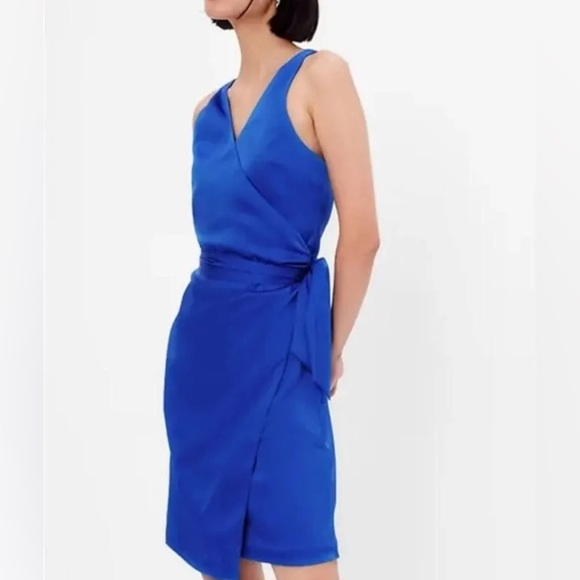Gap Blue Satin Wrap Dress - Picture 2 of 2